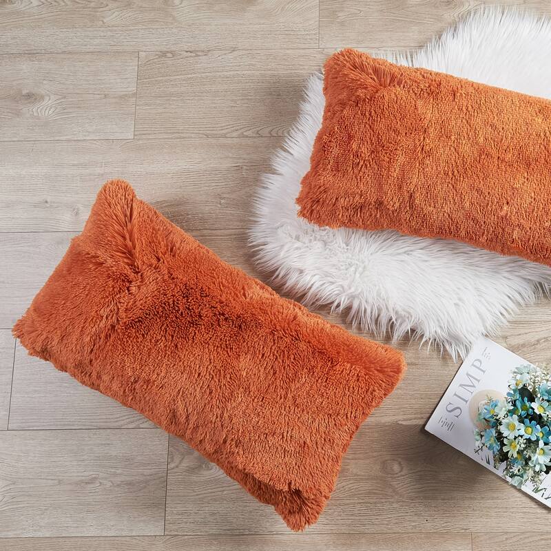 Halsted Shaggy FauxFur Decorative Throw Pillow Cover Set, NO INSERT