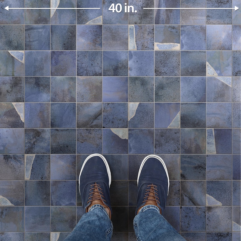 Merola Tile Kings Sea Blue 13" x 13" Ceramic Floor and Wall Tile