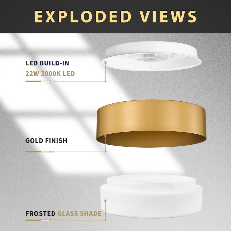 11 Inch/14 Inch / 20 Inch LED Flush Mount Ceiling Light with Frosted Glass Shade
