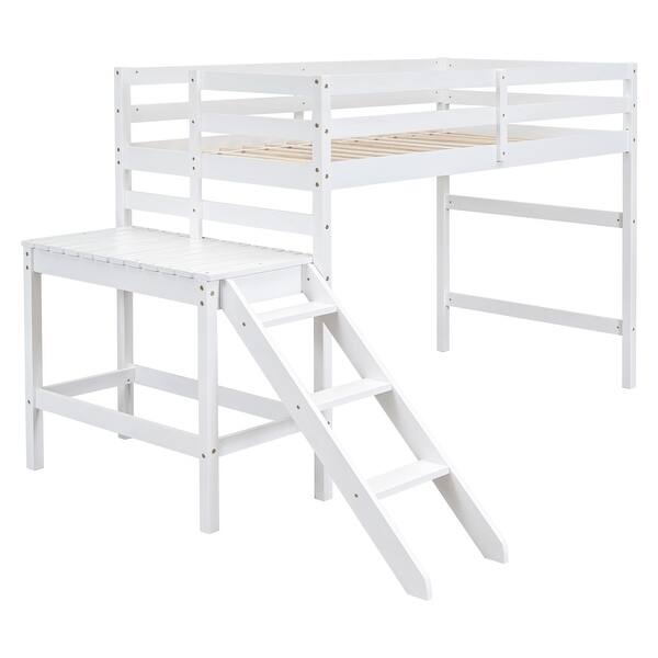 Twin Loft Bed with Platform and ladder Bed Bath & Beyond 38105019