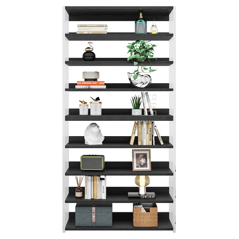 Bookshelf with Wood Shelves, Modern Bookcase, Display Storage Rack for Living Room, Bedroom, Home Office