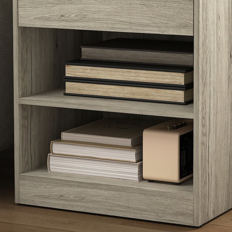 Nightstand with Charging Station,2 USB,Type C,Drawer,Adjustable Shelf