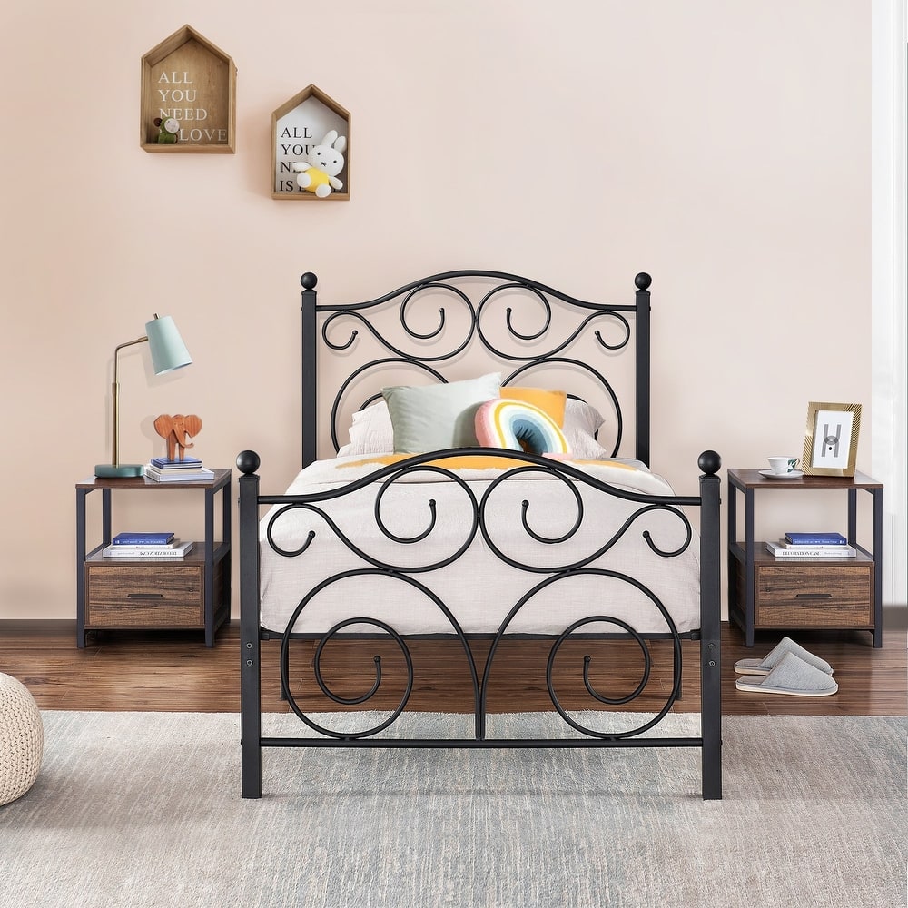Taomika 3-Pieces Bed Frame and Modern Nightstands Sets