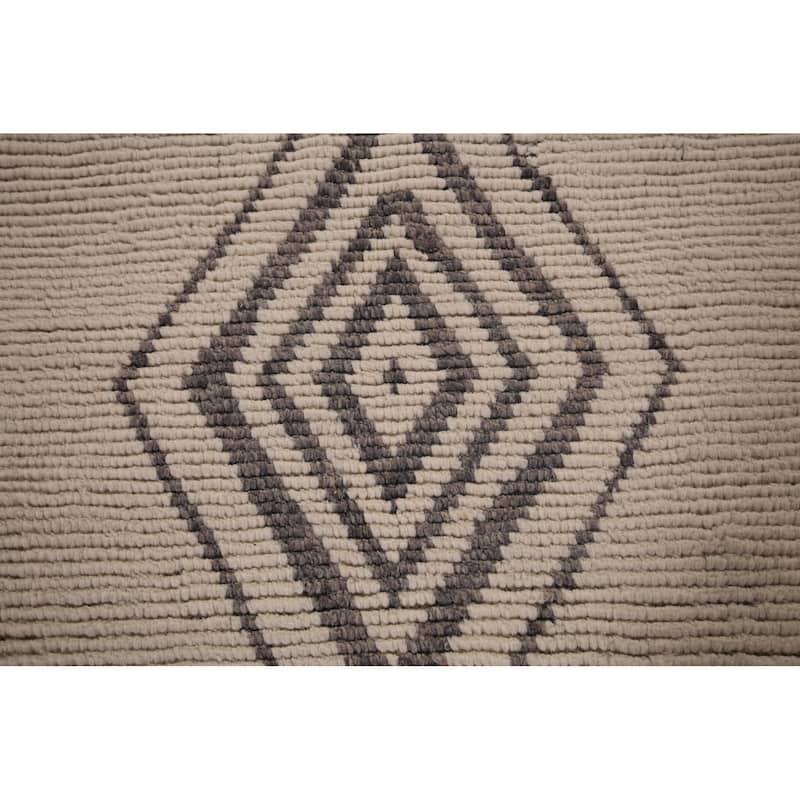 Geometric Ivory Moroccan Oriental Large Area Rug Handmade Wool Carpet - 11'8"x 15'9"