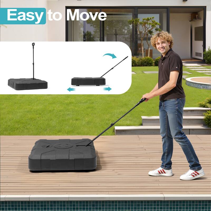 Pellebant 300 lbs Patio Cantilever Umbrella Base with Wheels and Rod