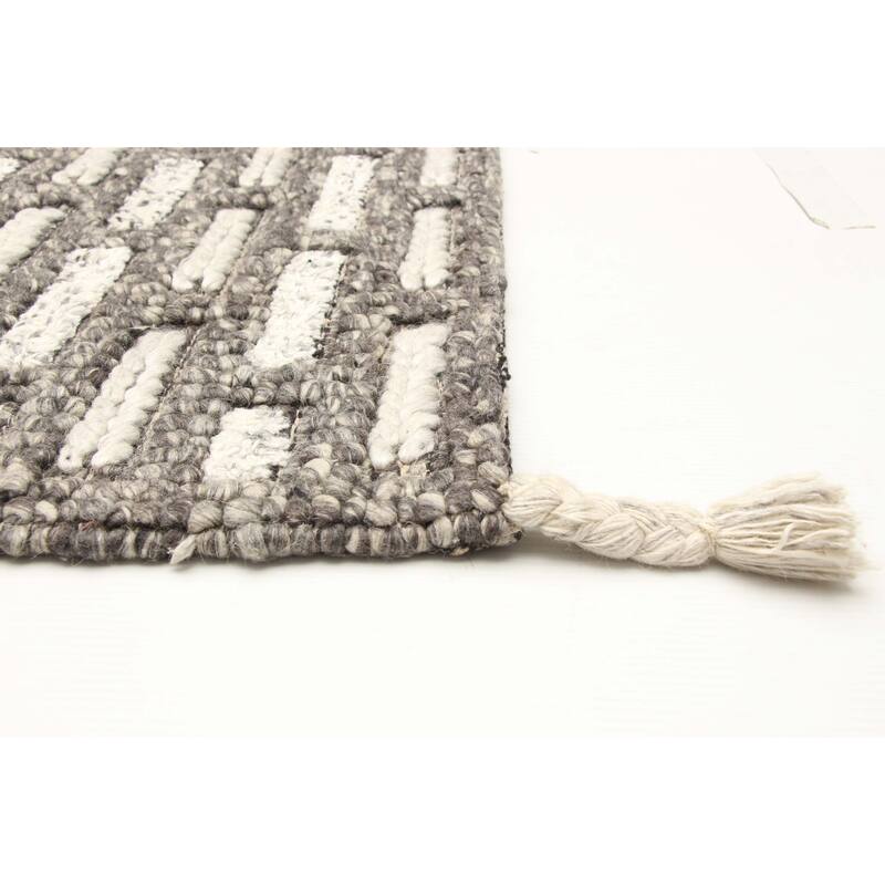 ECARPETGALLERY Braid weave Sienna Dark Grey Wool Rug - 5'1 x 7'10