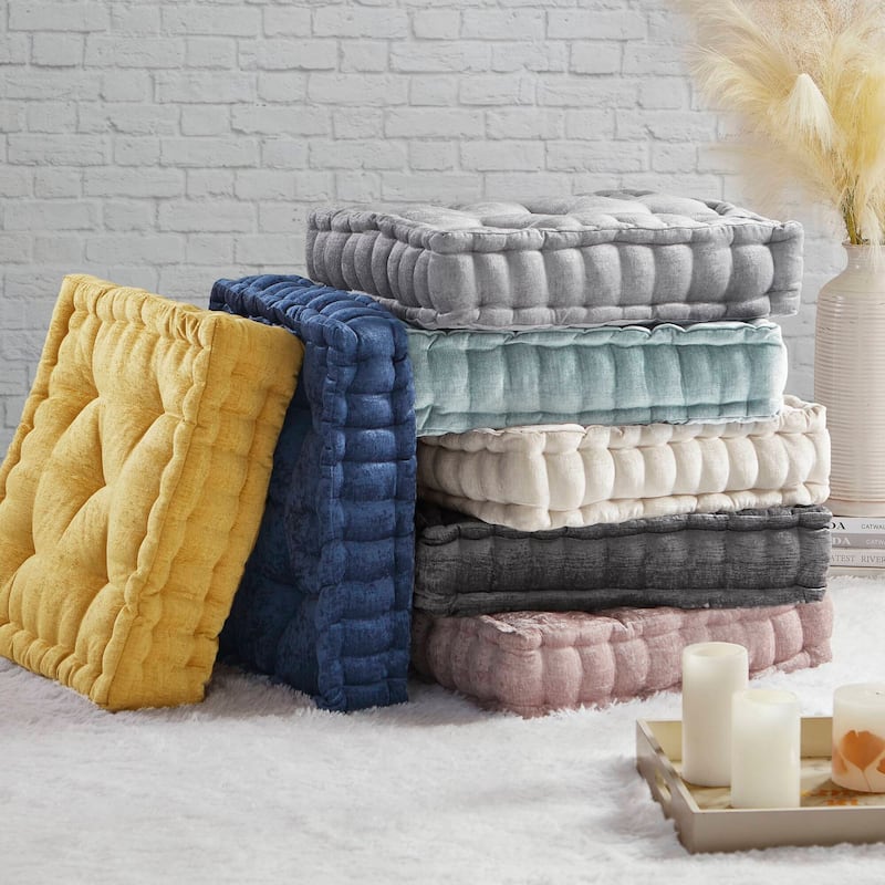 Intelligent Designs Charvi Poly Chenille Square Floor Pillow Cushion