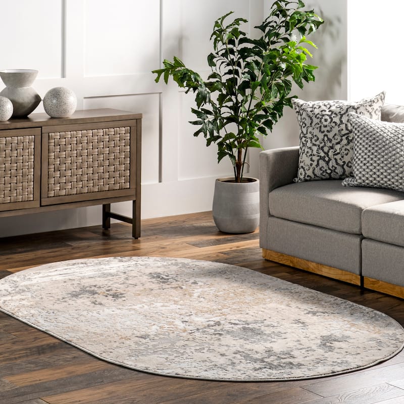 Nuloom Tyra Contemporary Abstract Area Rug - 5' x 8' Oval - Beige - Oval