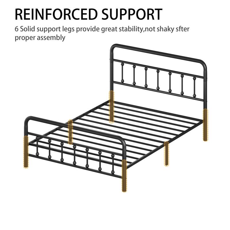 Metal Bed Frame, Full Size Bed Frame with Headboard,Structurally Stable, Under Bed Storage, No Box Spring Needed