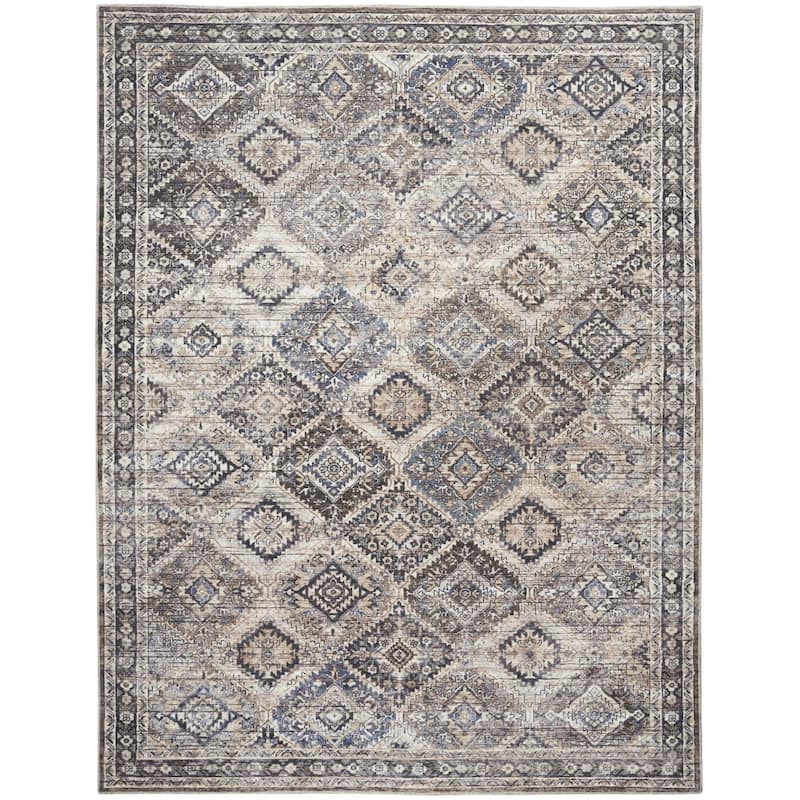 Meri Power Loomed Distressed Floral Area Rug By HomeRoots - 9' x 12'