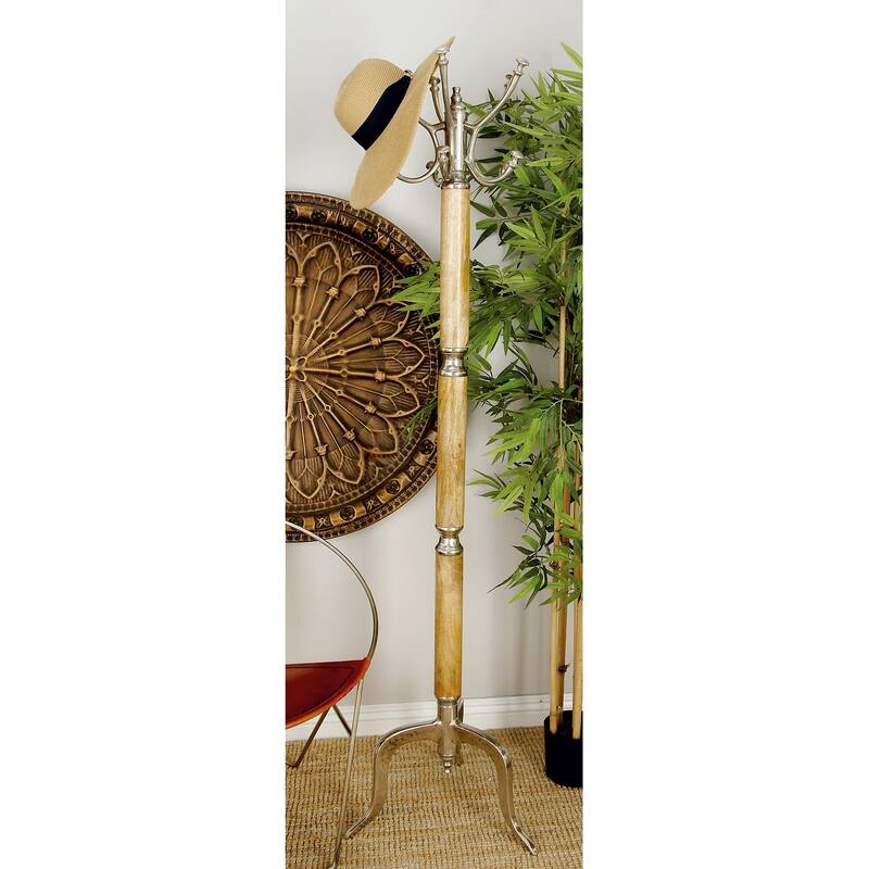 Silver or Gold Aluminum Traditional Coat Rack - Silver