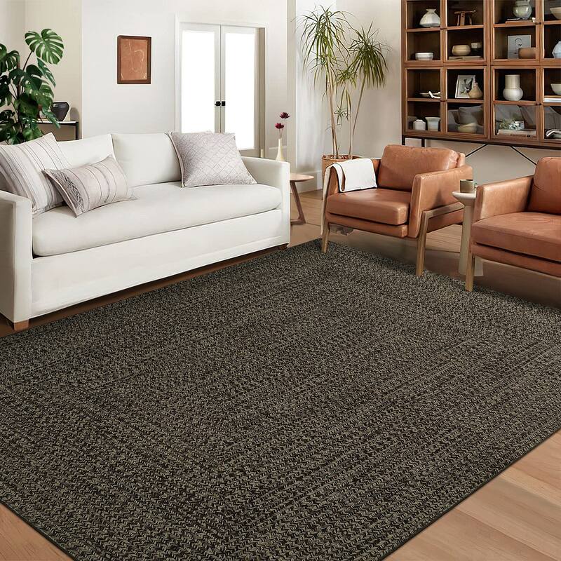 Modern Braided Print Rug Washable Area Rugs for Living Room Bedroom - 5'x7' - Brown