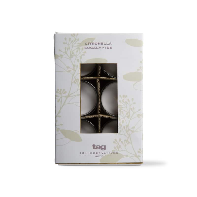 Citro Eucalyptus Votives Set Of 6 Scented Glass Candle With Notes Of Musk Eucalyptus Fresh Lemon And Orange - Ivory