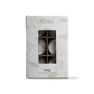 Citro Eucalyptus Votives Set Of 6 Scented Glass Candle With Notes Of Musk Eucalyptus Fresh Lemon And Orange - Ivory