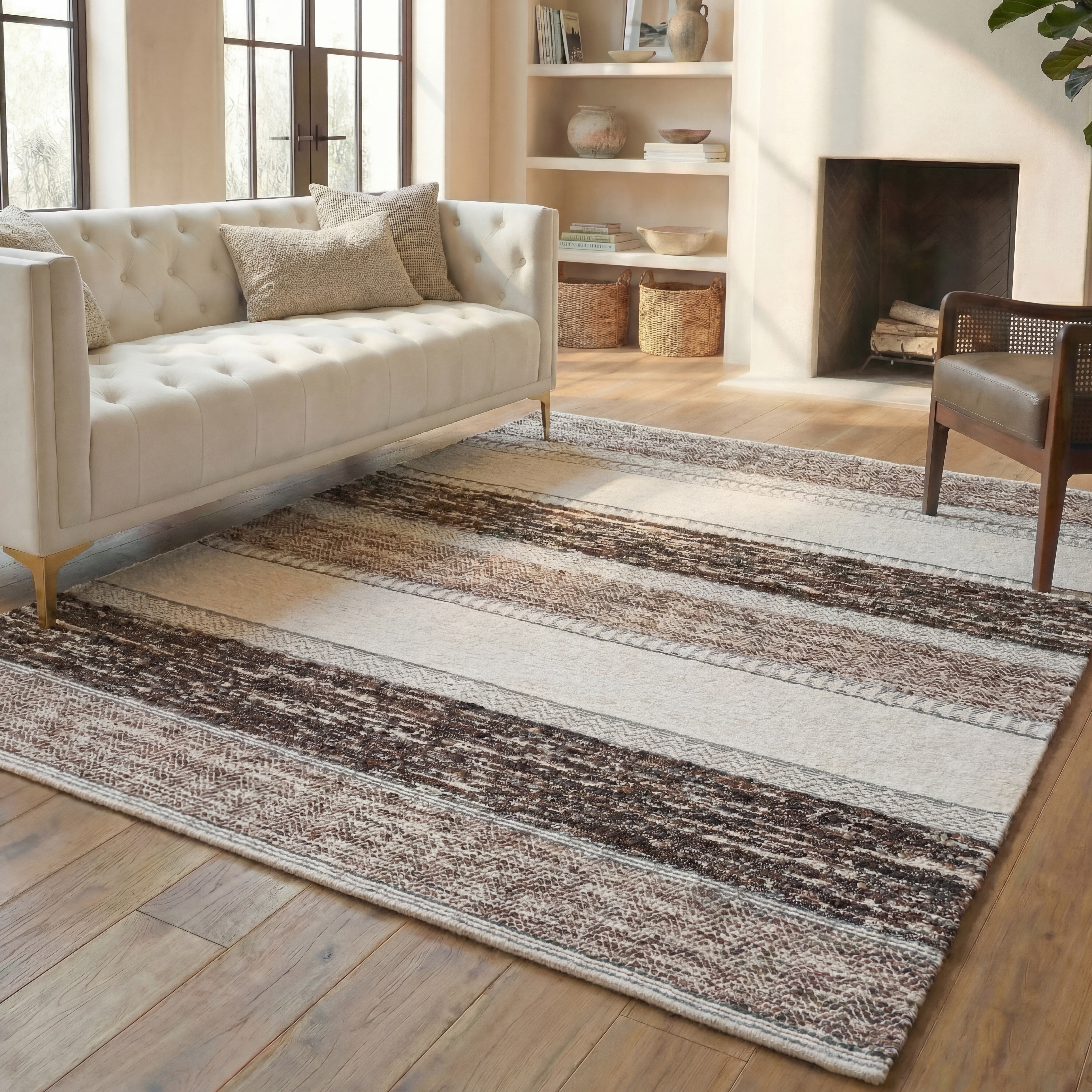 SAFAVIEH Handmade Natura Senta Boho Stripe Wool Rug