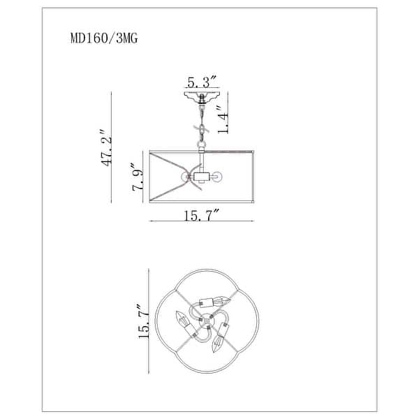 15" Whispire Matte Gold 15inch Ceiling Pendant Light with Caged Drum