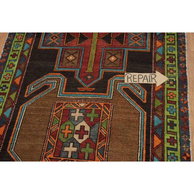 Hand Knotted Oriental 100% Wool Carpet Traditional Tribal Black Ardebil Runner Rug - 10' 0'' X 3' 7''