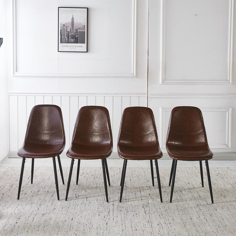 Modern Dining Chair with Durable Design, Easy-Clean Surface and Simple Assembly for Kitchen or Office - Brown