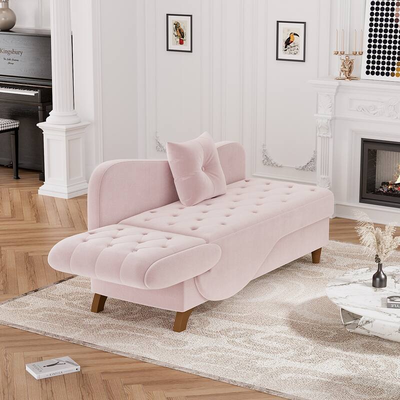 Ouyessir Upholstered Storage Chaise Lounge Chair with Left Armrest & Lumbar Pillow