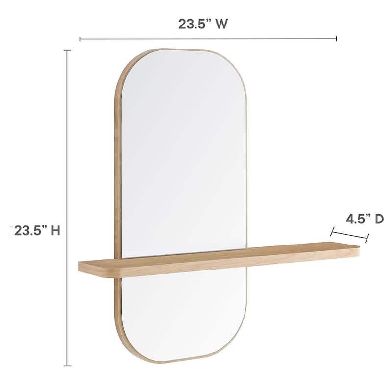 Hester Modern Oak Wall Mirror with Shelf