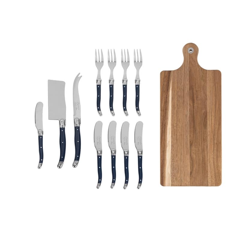 French Home Laguiole 12-Piece Navy Charcuterie Set with Wood Board