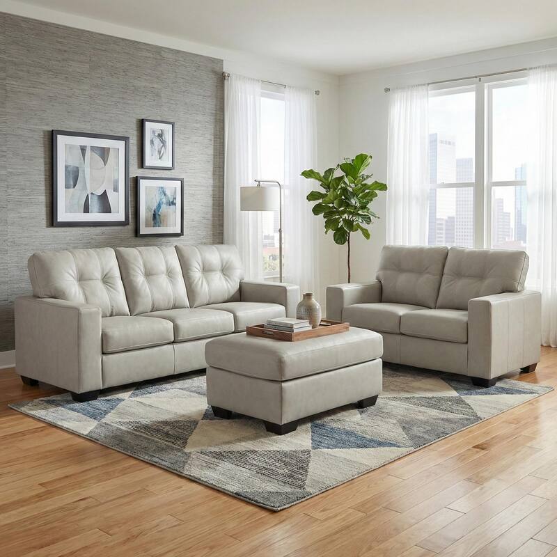 Roundhill Furniture Holmes Leather 4-Piece Living Room Set