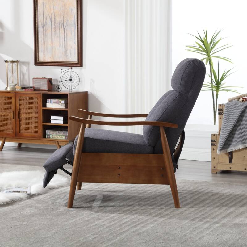 Modern Adjustable Recliner Chair, Wood Frame Armchair Accent Chair Lounge Chair Upholstered Sofa Chair for Living Room