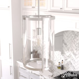 Hunter Astwood 1-Light Pendant - Kitchen Island, Dining Room, Entry - Art Deco, Contemporary, Clear Glass