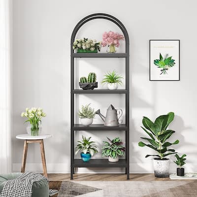 4-Tier Open Bookshelf, 70.8" Industrial Wood Bookcase Storage Shelves
