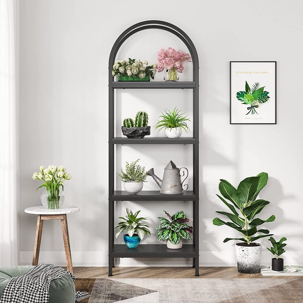 4-Tier Open Bookshelf, 70.8" Industrial Wood Bookcase Storage Shelves