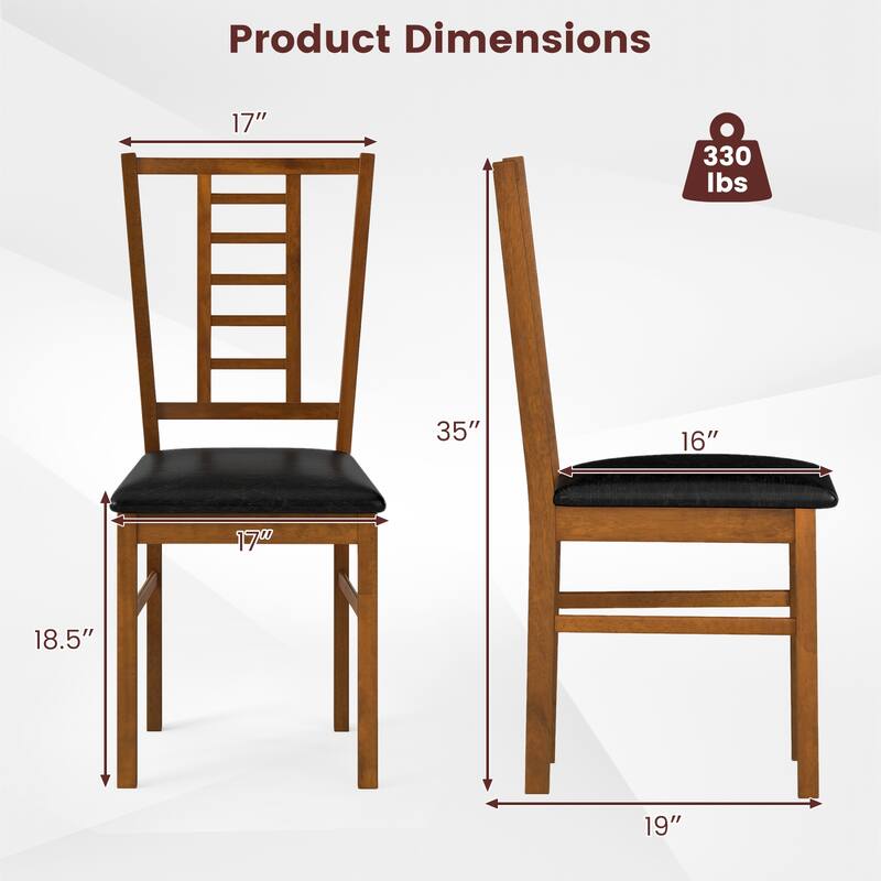 Gymax Wood Dining Chairs Set of 4 w/Rubber Wood Frame Padded Seat