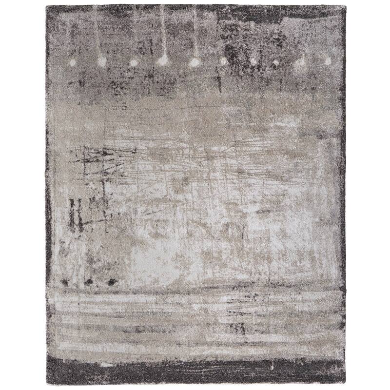 Peavy R39QA Abstract Modern Area Rug - 9' x 12' - Gray/Ivory/Taupe