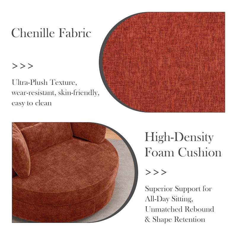 50.2"W Accent Barrel Chair,360° Swivel Club Chair with Metal Base