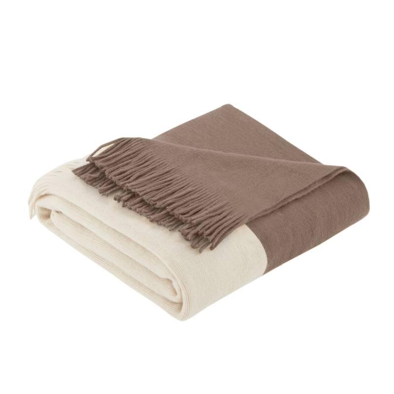 INK+IVY Stockholm Color Block Faux Cashmere Throw - Taupe