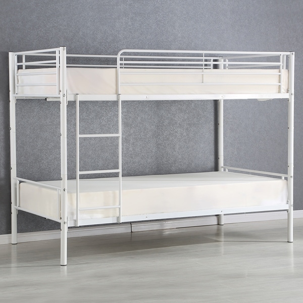 Costway Metal Twin over Twin Bunk Beds Frame Ladder for Children Adult Dorm