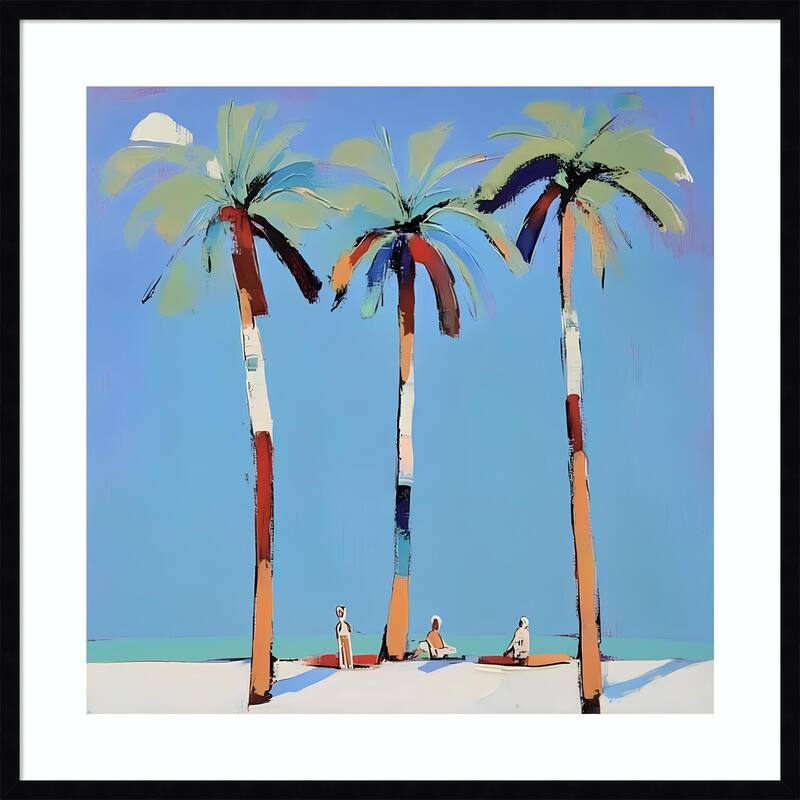 Three Palm Trees by Elena Avanesova Wood Framed Wall Art Print
