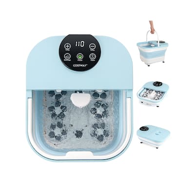 Compact Foot Spa with Motorized Shiatsu Massager Adjustable Temperature and Water Shower Function - 16" x 13.5" x 11"