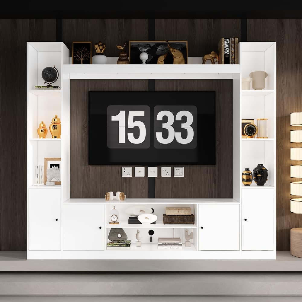 Entertainment Hub w/Fireplace Insert Compatibility Sleek Media Center