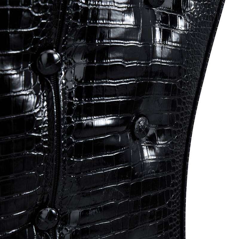 Set of 4, Retro alligator skin Upholstered dining chairs with Crystal buckle design and Faux Leather design