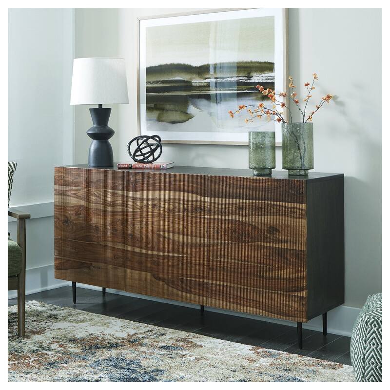 Signature Design by Ashley Darrey Natural/Brown Accent Cabinet - 64" W x 16" D x 32" H - 64" W x 16" D x 32" H - Natural/Brown