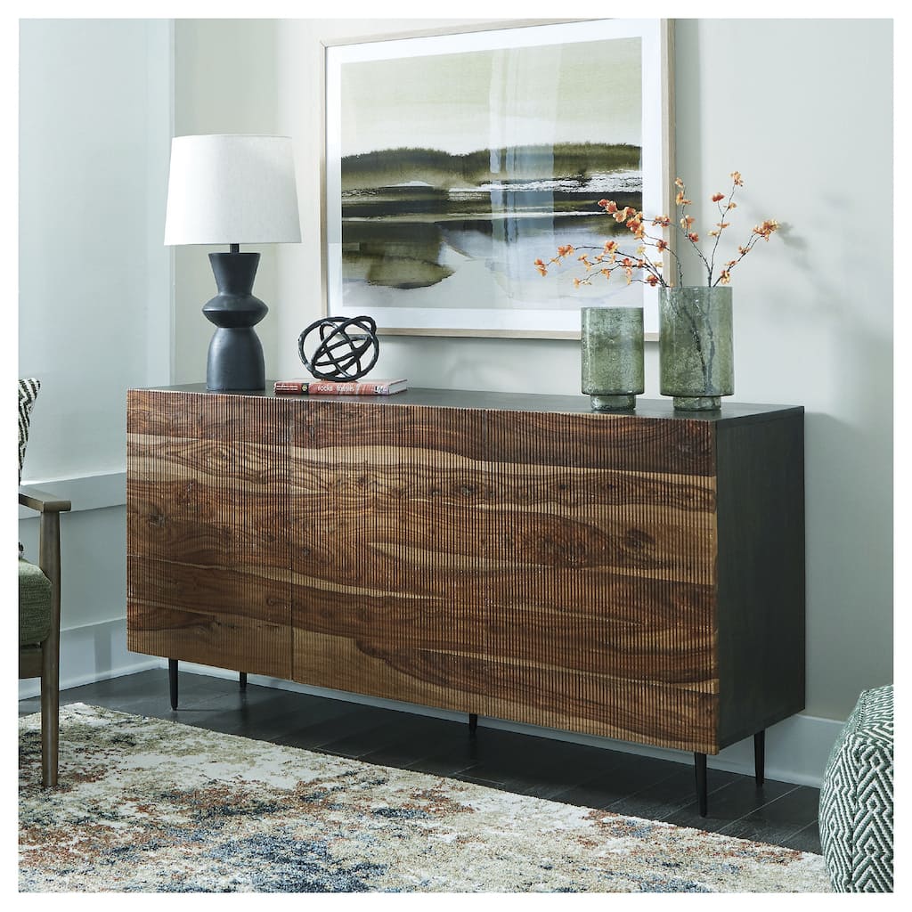 Signature Design by Ashley Darrey Natural/Brown Accent Cabinet - 64" W x 16" D x 32" H