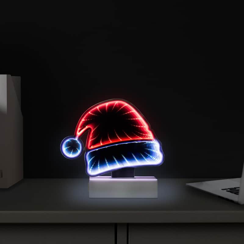LED 3D Santa Hat Christmas Infinity Mirror - 6.5"
