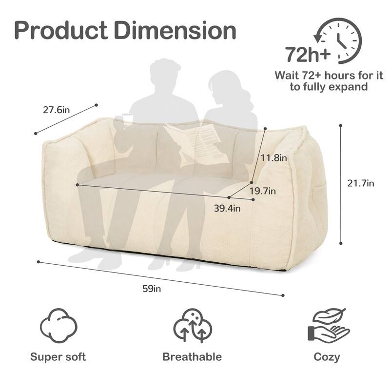 Teddy Fleece 2-Person Bean Bag Sofa