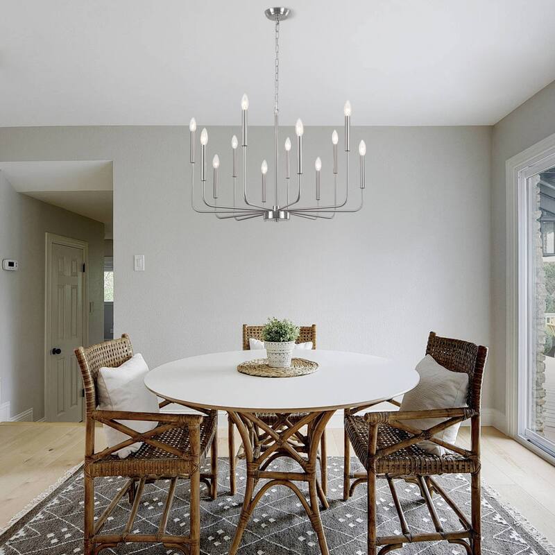 31.29" Wide Farmhouse Chandelier, 12-Light Classic Candle Chandelier for Dining Room Living Room Bedroom Kitchen