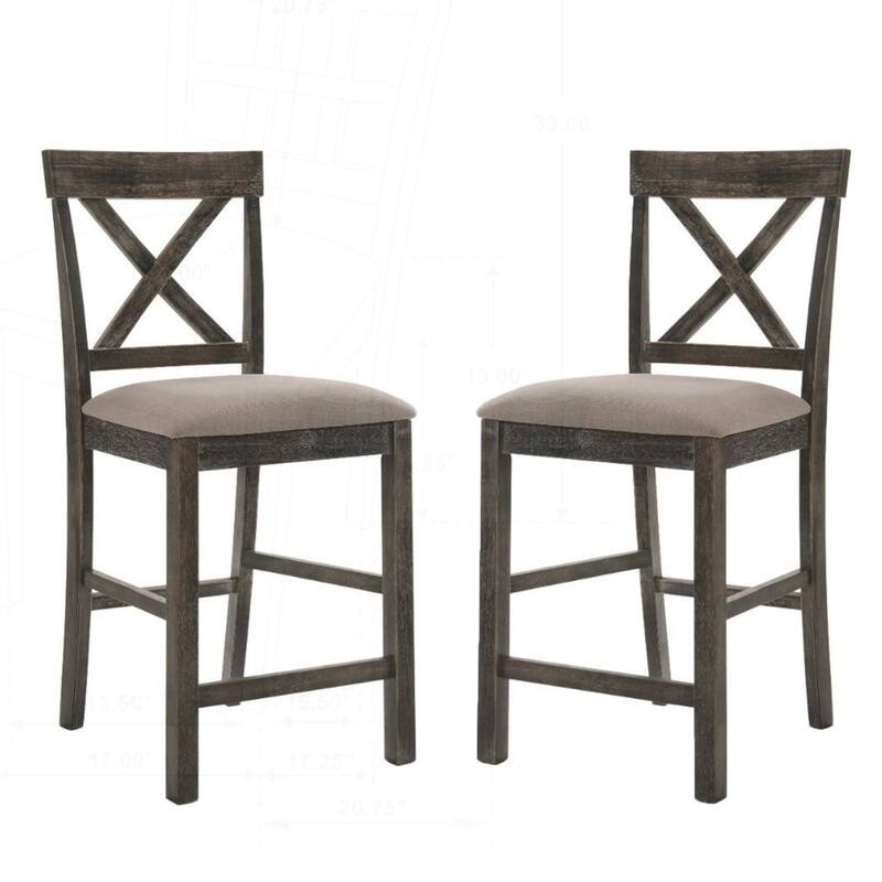 Charming Armless Linen Padded Chair Set for Versatile Use and Timeless Appeal - Antique Gray and Tan - Set of 2