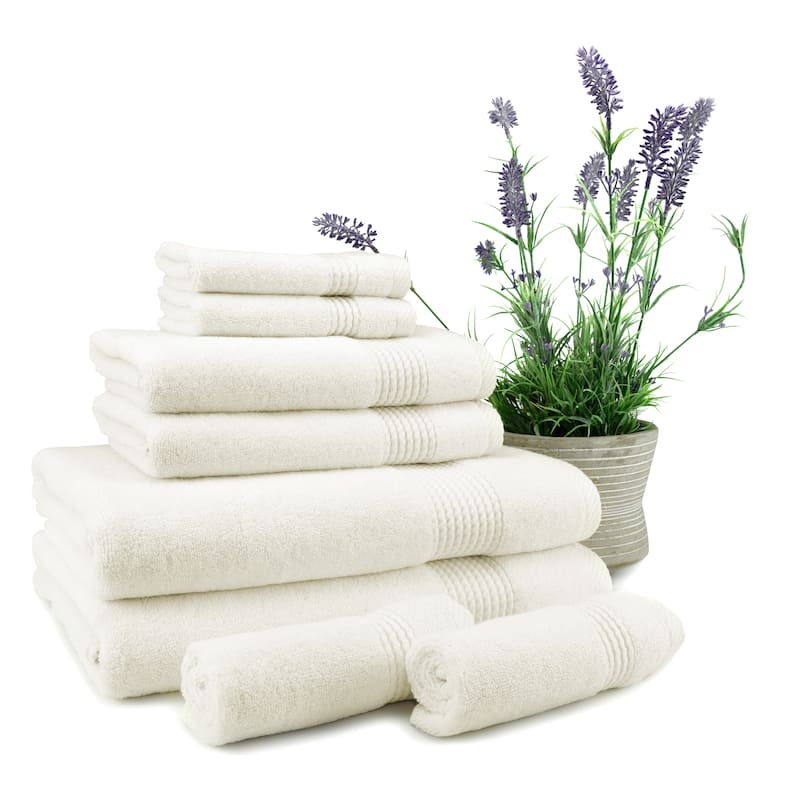 East'N Blue Lara Turkish Cotton Bath Towel Set (Set of 8) - (2 Bath Towel, 2 Hand Towel, 4 Washcloth)