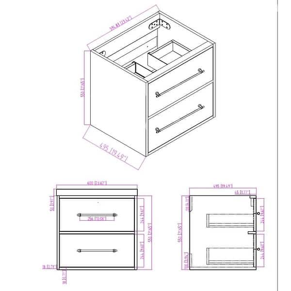 dimension image slide 1 of 2, Victoria 48'' Floating Double Sink Vanity with LED light Top Cabinet
