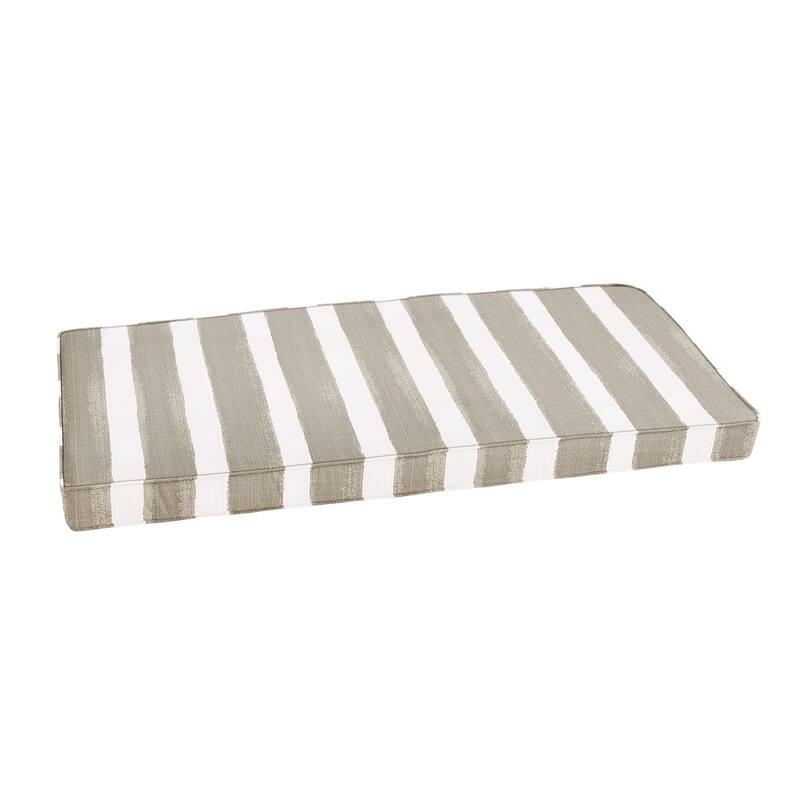 Sorra Home Tan and White Stripe Indoor/Outdoor Corded Bench Cushion