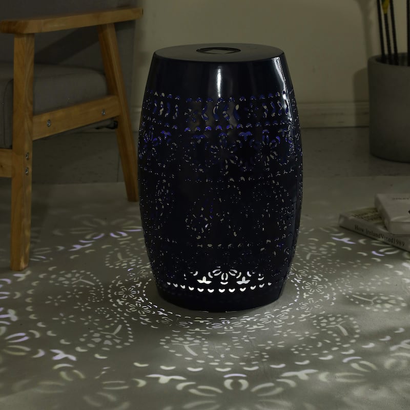 Danya Indoor/Outdoor Iron Side Table with Solar Powered Light and Built-In Battery by Christopher Knight Home
