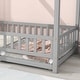 preview thumbnail 12 of 13, Floor Wooden Bed with House Roof Frame, Fence Guardrails, Suitable for Kids